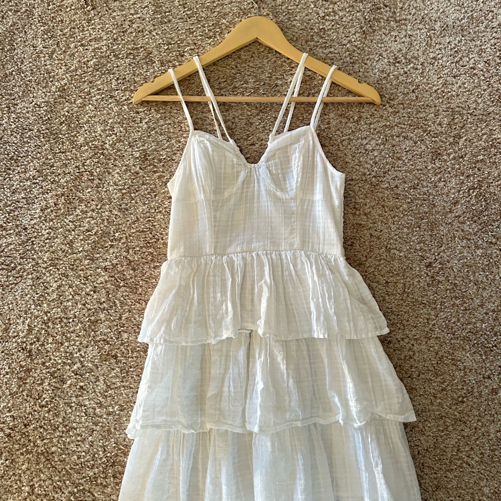 American Eagle Linen White Spaghetti Strap Dress XS